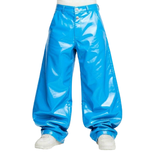 Veste coupe-vent pour homme style streetwear, pantalon cargo en cuir PU ajusté et enduit d'huile, pantalon baggy pour homme - Product Image 3