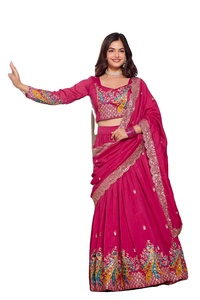 ชุดเลเฮนกาโชลีแบบดั้งเดิมของอินเดีย ตัดเย็บสำเร็จพร้อมใส่  งานแต่งงาน งานเลี้ยง  ผ้าออร์แกนซ่า ทรงเข้ารูป  ขายดีอันดับหนึ่ง - Product Image 3