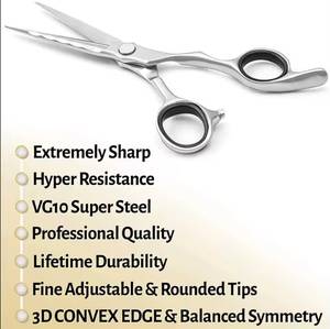 Ciseaux de coiffure professionnels en acier inoxydable, lame tranchante, pour droitiers, manche moyen - Product Image 5