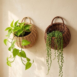 Rattan Wall Hanging Planter Perfect <b>For</b> Indoor Outdoor <b>Plants</b> Boho Home Decor Woven Hanging <b>Basket</b> Wholesale From India - Product Image 1