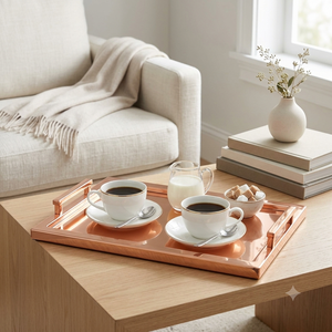 Plateau de service en cuivre artisanal de luxe, finition en laiton martelé, plat décoratif pour la décoration moderne de la maison, de l'hôtel, du restaurant, vaisselle de table - Product Image 3