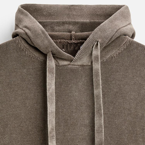 Pull-over en tricot épais personnalisé avec logo pour homme, style streetwear, effet délavé, tendance, et sweat à capuche en tricot pour homme - Product Image 5