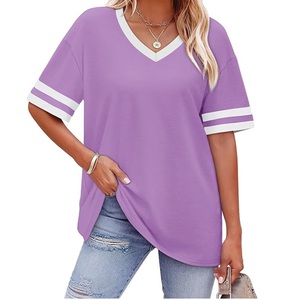 Camiseta de Cuello en V Personalizada para Mujer, la Más Vendida, 100% Algodón, Transpirable, Ecológica, de Manga Corta para Verano, Hecha en Bangladesh - Product Image 5