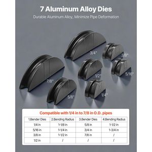 Kit Piegatubi Idraulico 1/4-7/8 Pollici, Set di Utensili per Piegatura HVAC, Piegatura a 90 Gradi per Tubi in Alluminio e Rame - Product Image 4