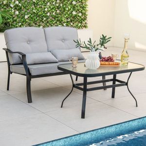 Conjunto de Sillones para Exteriores con Mesa de Centro, Cojines Cómodos para el Respaldo, para Uso en el Jardín - Product Image 2