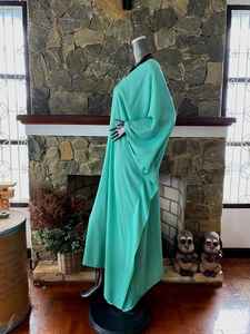 เดรสคาฟทันผ้าเรยอนย้อมสีเทอร์ควอยซ์แบบทำมือ ไซส์พลัส ทรงหลวม สไตล์โบโฮ สำหรับใส่พักผ่อน - Product Image 3