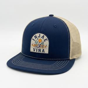 Gorra Trucker Personalizada de 6 Paneles con Malla y Cierre a Presión, Logotipo Bordado en Parche Tejido, Fabricante de Gorras Deportivas para Exteriores Injae Vinae - Product Image 1
