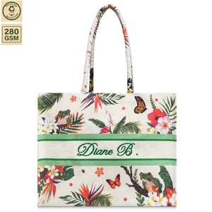 280 GSM Laminated Cotton Canvas Beach <b>Tote</b> <b>Bag</b> for Beach Resort <b>Summer</b> Travel Shopping Custom Logo Bulk Order Private Label - Product Image 2