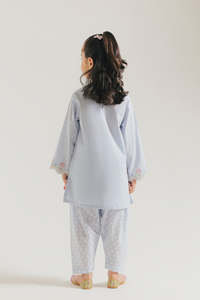 Salwar Kameez Azul Claro Bordado para Niñas, Traje Tradicional de Algodón, Corte Regular, Largo hasta el Tobillo, Ropa Casual para Fiestas, India, Pakistán - Product Image 6