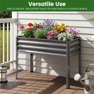 Fioriera Ergonomica in Metallo Grigio da 44 Pollici, Letto Rialzato da Giardino da 32 Pollici con Fori di Drenaggio per Uso Esterno - Product Image 2
