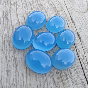 Cabujón Ovalado de Calcedonia Azul Natural, Piedra Preciosa Suelta Calibrada con Reverso Plano, para Joyería - Product Image 5