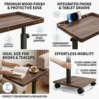 Table de canapé moderne en forme de C, réglable en hauteur, pivotante à 360°, avec roulettes, pour petits espaces, chambre à coucher