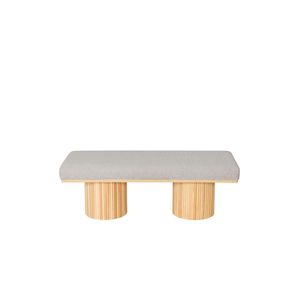 Panca/Poggiapiedi Contemporaneo in Tessuto Bouclé Grigio Chiaro con Gambe Robuste, Sgabello Imbottito Ottomana per Camera da Letto e Soggiorno - Colore Naturale - Product Image 4