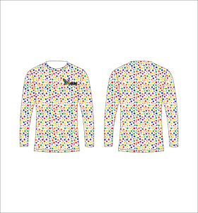 Maillot de sport personnalisé à manches longues en sublimation, léger, avec motif à pois multicolores, fabricant de vêtements en gros - Product Image 1