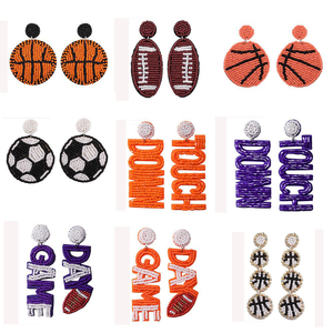Boucles d'oreilles de football en perles de riz faites à la main, collection Jour de Match Sportif, par MD HANDICRAFTS - Product Image 1