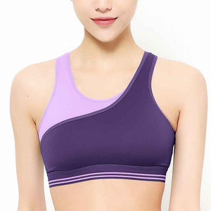 Soutien-gorge de sport rembourré pour femme avec logo personnalisé sur le devant, bretelles croisées, coussinets amovibles, tissu à séchage rapide - Blanc Fortleo - Product Image 1