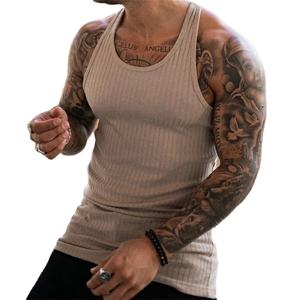 Europe et États-Unis T-shirt sans manches à col en V de couleur unie pour hommes, gilet de couleur unie pour l'exercice - Product Image 1