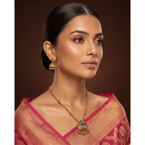 <b>Indian</b> Ethnic Jiya Heritage Delicate Gold Plated Zirconia Bridal <b>Necklace</b> <b>Set</b> - Product Image 1