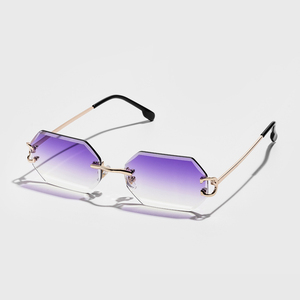 2157 New Fashion Luxury Gradient Rimless Metal Diamond Cut Frame Women Men Lentes De Sol Designer Custom Vintage <b>Sunglasses</b> 2025 - Product Image 6