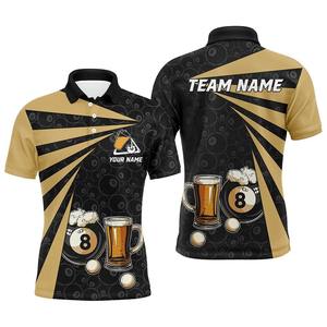 Chemise de billard pour homme personnalisable de haute qualité OEM, tricotée unie, manches courtes, design sportif, polyester à séchage rapide - Product Image 3