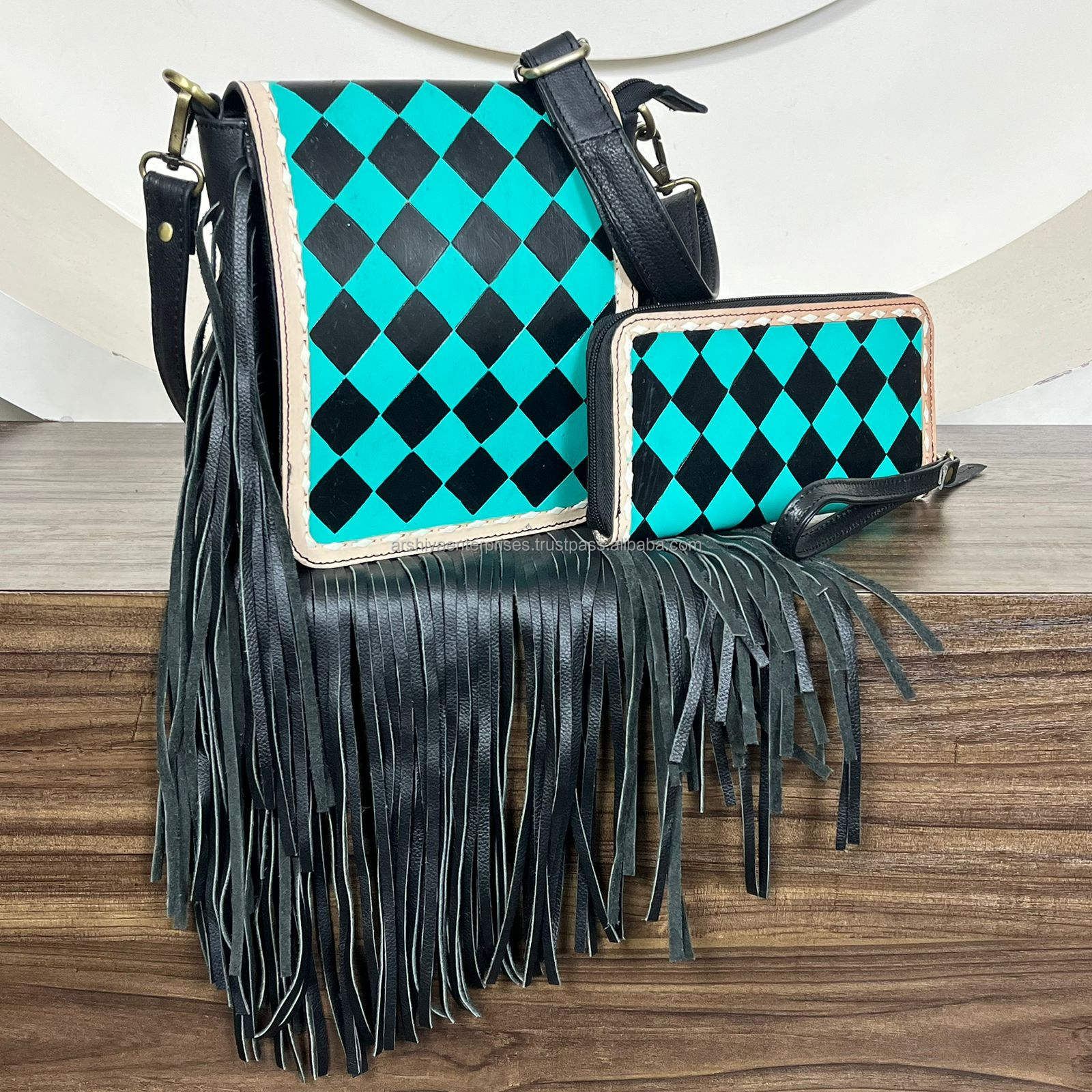 Black & Turquoise Checkered