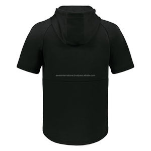 Venta al por mayor 100% algodón de los hombres de media manga sudadera de invierno sólido con capucha transpirable patrón 3D - Product Image 2