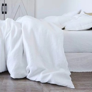 Drap plat en lin blanc uni respirant toutes saisons pour adultes, pour la maison - Product Image 1