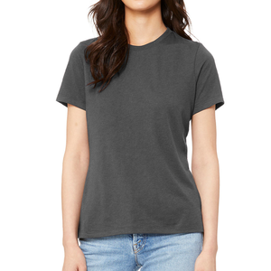 T-shirts en coton et polyester pour femmes, style classique personnalisé, manches courtes, coupe ajustée, col rond, tissu tricoté, design uni teint, séchage rapide - Product Image 5