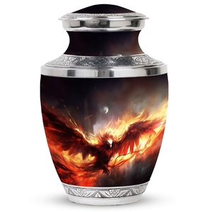 Urna Funeraria de Metal con Diseño de Colibrí, Personalizada con Impresión a Color, Grabada a Mano con Detalles en Plata, para Cenizas de Adultos, Precio de Fábrica - Product Image 4