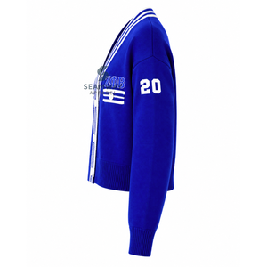 Zeta phi รุ่นเบต้าเสื้อคาร์ดิแกนถักคอวีมีกระดุมด้านหน้าแต่งขอบลายทางเสื้อสเวตเตอร์สไตล์ Preppy - Product Image 3