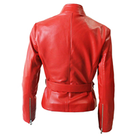 Blouson moto homme en cuir véritable marron, coupe ajustée, col montant zippé, ceinturé, pour automne-hiver, Zipro Industries 2026 Premium Nouveau