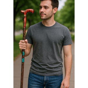 Bâton de randonnée en bois pour les activités de plein air, canne en bois naturel avec poignée confortable, bâton de marche haut de gamme fabriqué en bois massif - Product Image 1