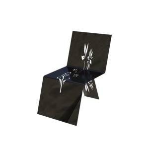 Chaise en acier de style industriel design avec structure pliée unique et détails artistiques floraux - Product Image 6