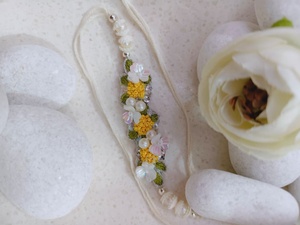 Handcrafted Ethnic <b>Beaded</b> Imitation Pearl Embellished Floral Embroidered Rakhi Raksha Bandhan Gift <b>Bracelet</b> - Product Image 2