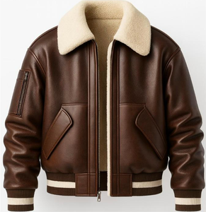 Veste en cuir pour homme avec col montant et logo frontal, séchage rapide et respirante - Product Image 1