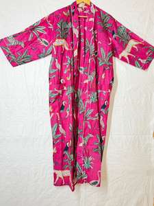 Robe kimono légère en coton imprimé jungle pour femme, peignoir floral, tenue de plage estivale - Product Image 4