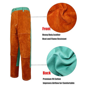 Pantalones de Soldadura de Cuero Vacuno de Primera Calidad, Resistentes al Fuego, para Trabajo Pesado y Bomberos, 500-1000C - Product Image 5