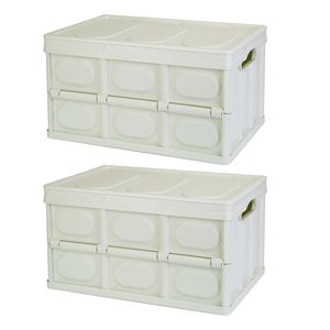 2Pcs 30L Collapsible <b>Storage</b> <b>Bins</b> Dustproof Lid Waterproof Interior Bag Handle Stackable <b>Storage</b> <b>Box</b> Container Utility Organizer - Product Image 1