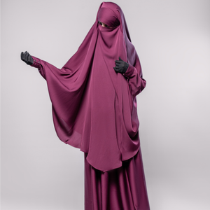 Ensemble deux pièces modeste avec manches à boutons-pression, grande taille, en tissu Nida, article très vendu pour les femmes musulmanes - Product Image 1