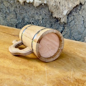 Premium Handcrafted Wooden Beer <b>Mug</b> Natural Oak Viking Tankard Rustic Barrel Style Wooden Drinking <b>Mug</b> with Stainless Steel Band - Product Image 4