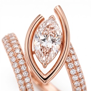Bague de fiançailles pour femme en or blanc avec diamant de laboratoire taille brillant rond et pierres latérales pavées, style charmant, certifiée par un tiers - Product Image 6