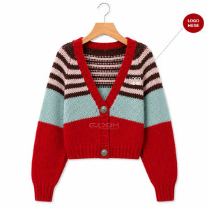 Cosh International Sisterhood Sorority - Cárdigan de Punto con Patrón de Rayas en Contraste, Manga Larga, Suéter Informal de Invierno - Product Image 5