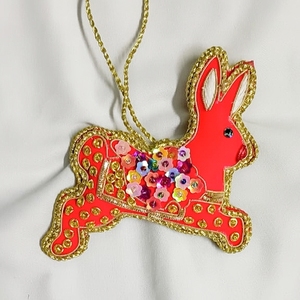 Handcrafted Rabbit Holiday Ornament, Cute Bunny Christmas Tree Hanging Decoration, Unique Festive Gift Idea - Product Image 1