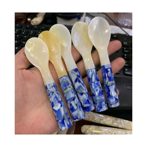 Cuillère et fourchette en nacre écologique du Vietnam Couverts en coquille fabriqués à la main pour les desserts, le caviar et les occasions spéciales - Product Image 4