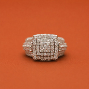 925 <b>Silver</b> VVS Moissanite Diamond Cushion <b>Ring</b> <b>Men</b> Iced Out Square Signet - Product Image 1