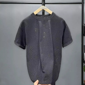 Camiseta Personalizada para Hombre con Pedrería, Estilo Hip Hop, Ropa Casual de Algodón, Fabricante OEM al por Mayor - Product Image 4