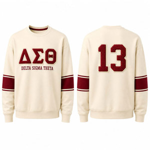 Delta Sigma Theta Embroidered Crewneck <b>Sweatshirt</b> 13 <b>Red</b> White Unisex Knitted Pullover Casual Autumn Wear <b>Sweatshirts</b> - Product Image 1