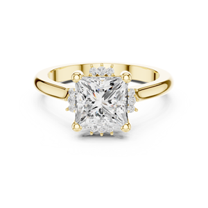 Anillos Clásicos de Compromiso, Boda y Aniversario con Media Corona, Diamante Cultivado en Laboratorio con Corte Princesa E VS1, Anillo de Oro Sólido de 14K - Product Image 1