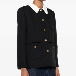 Ensemble Blazer Streetwear Noir et Blanc Contraste de Couleurs OEM pour Femmes et Hommes, Tenue de Sororité, Vente en Gros, Fabrication Personnalisée de Vêtements Tendance - Product Image 5