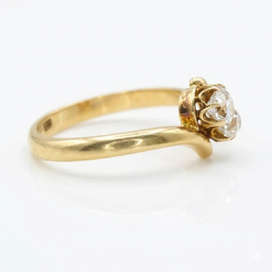 แหวนหมั้นแบบ Toi et Moi ชุบทองคำแท้ 14K/18K สไตล์ยุโรปโบราณ ประดับเพชรเพาะเลี้ยงในห้องปฏิบัติการ รับรองโดย IGI ดีไซน์วงแหวนโค้ง - Product Image 3